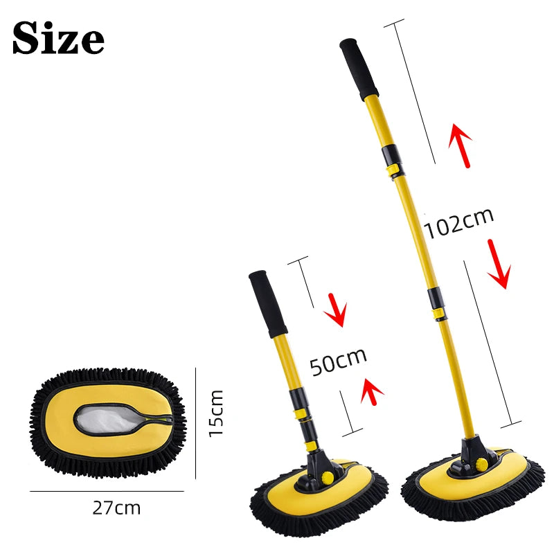 Car Cleaning Brush Car Cleaning Tools Telescoping Long Handle Cleaning Mop Chenille Broom Car Washing Accessories