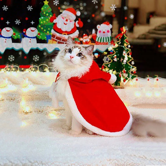 Cat Costume Santa Cosplay Funny Transformed Cat/Dog Pet Christmas Cape Red Holiday Clothing Pet Supplies Dogs Accessories