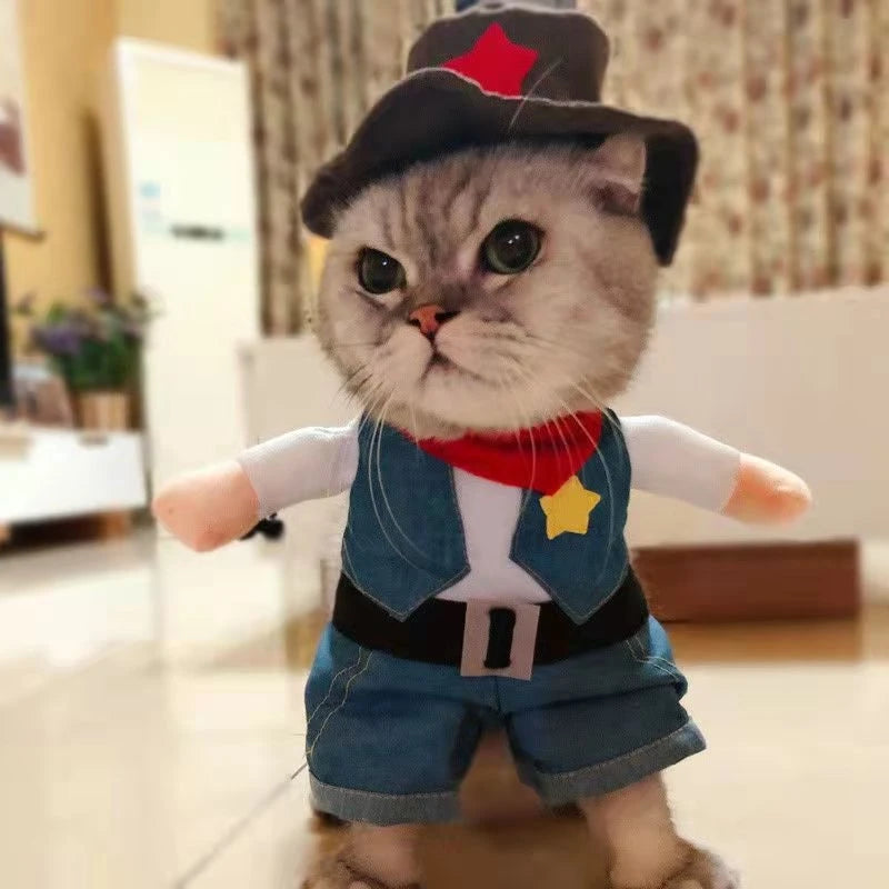 Cosplay Costume for Small Dog Cats Pet Cowboy Halloween Cosplay Funny Creative Novelty Dress Up Party Clothing Hats Accessories