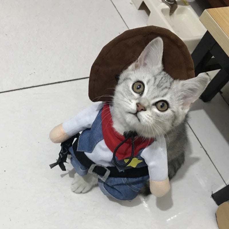 Cosplay Costume for Small Dog Cats Pet Cowboy Halloween Cosplay Funny Creative Novelty Dress Up Party Clothing Hats Accessories