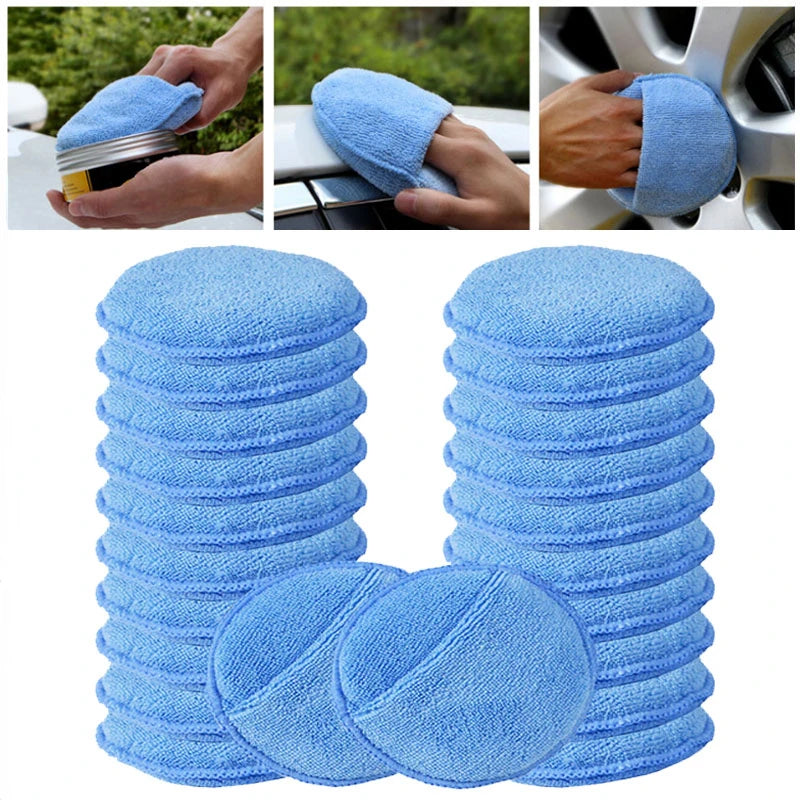 Microfiber Wax ApplicatorPad Combination 5" Diameter Ultra Soft with Finger Pocket Polish Car Wax Apply Buff Pads Car Cleaning