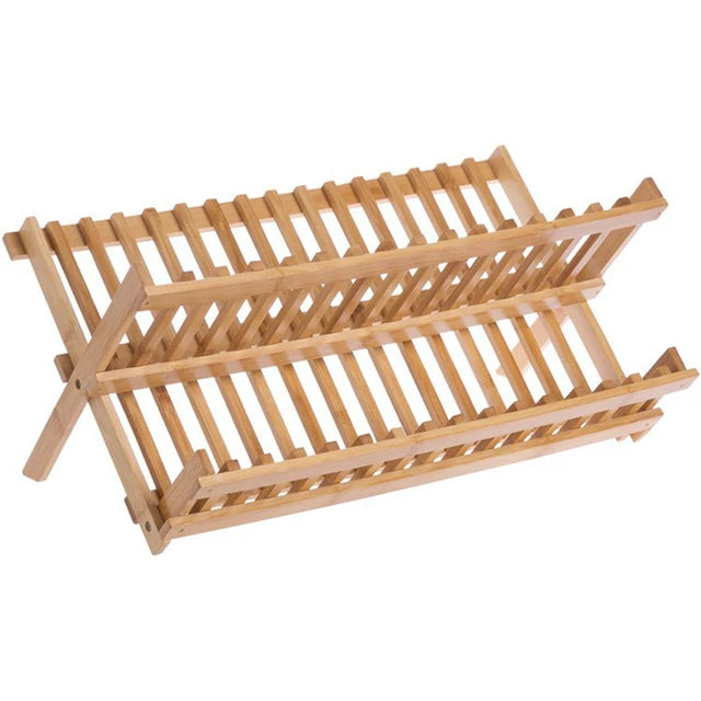 Folding Dish Rack Bamboo Drying Rack Holder Utensil Drainer Drainboard Drying Drainer Storage Kitchen Organizer Rack Holder