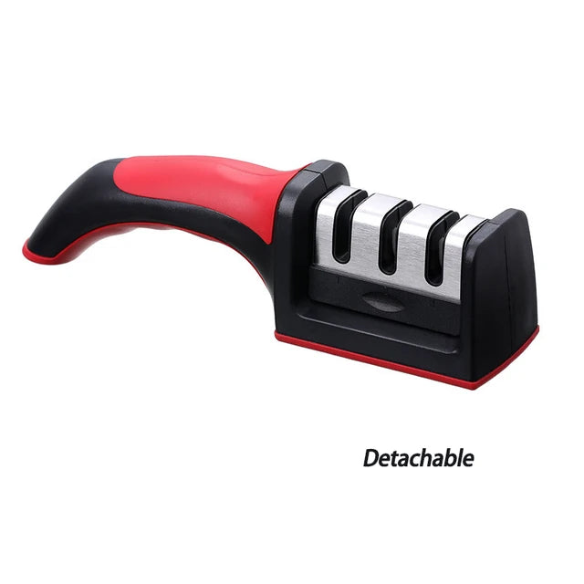 Knife Sharpener Handheld Multi-function 3 Stages Type Quick Sharpening Tool With Non-slip Base Kitchen Knives Accessories Gadget